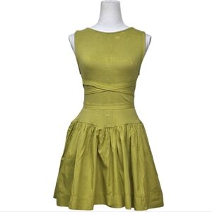 Free People Olive Green Sleeveless Fit-and-Flare Dress, Size XS